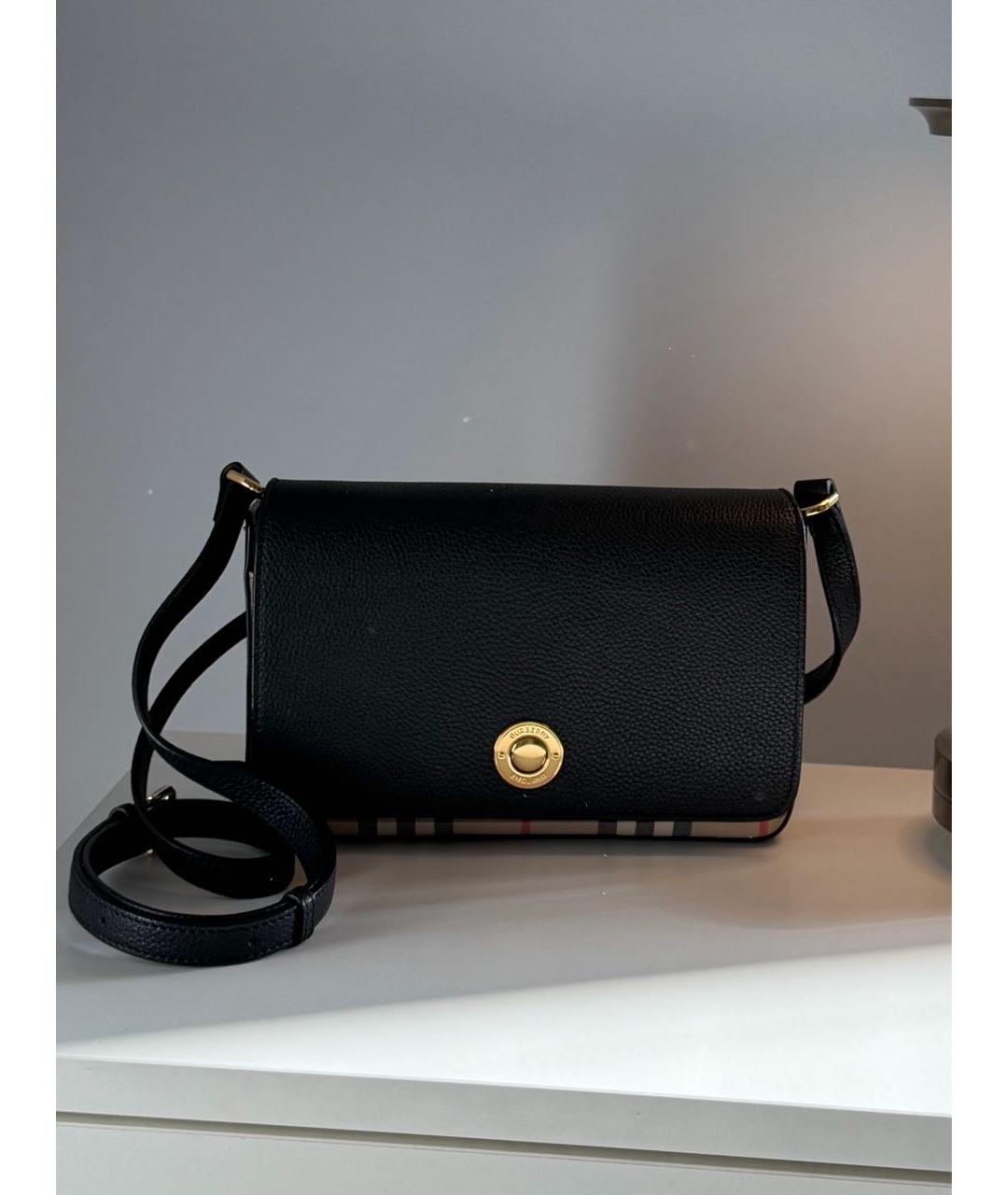 BURBERRY Черная кожаная сумка через плечо, фото 8