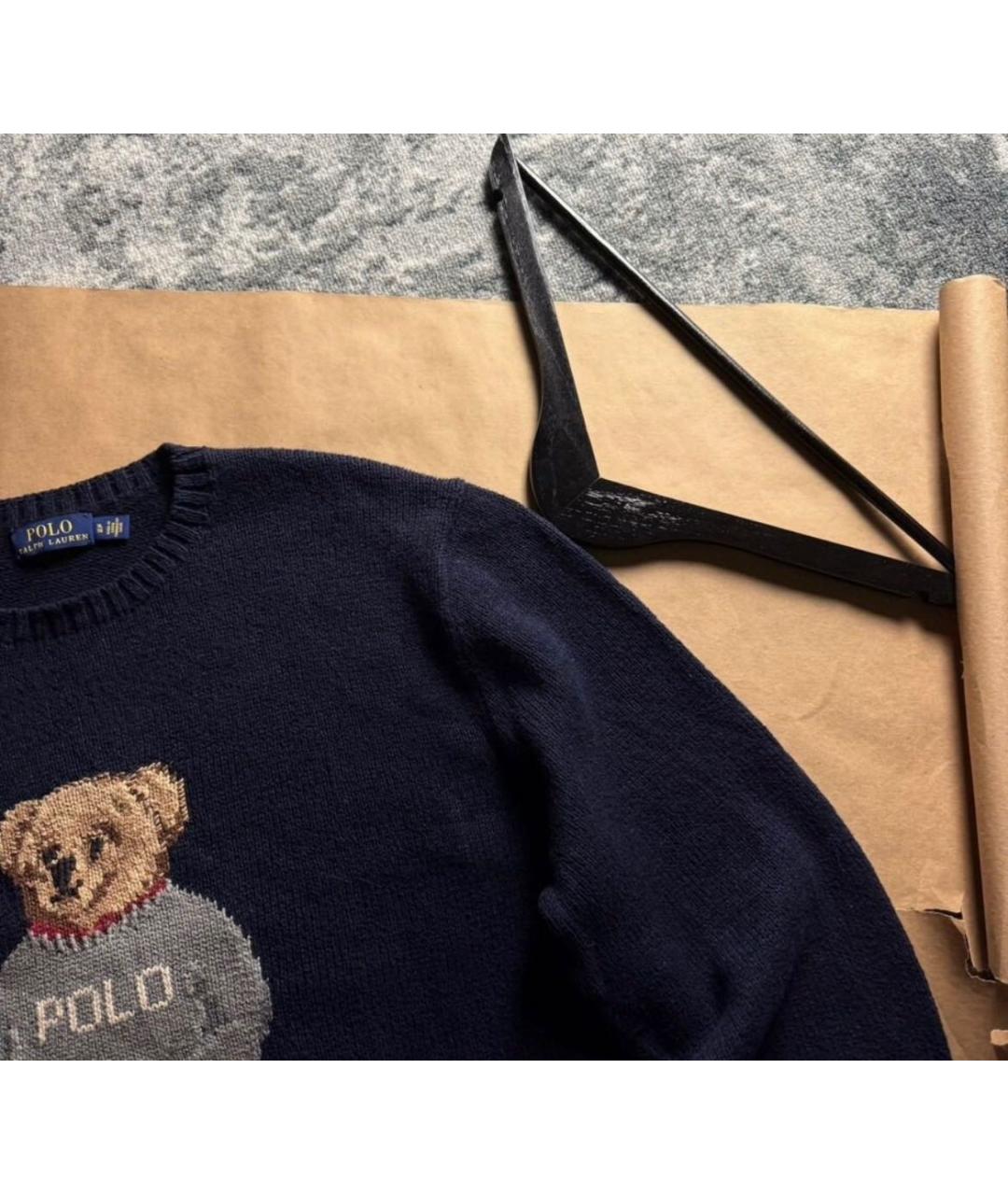 POLO RALPH LAUREN Темно-синий хлопковый джемпер / свитер, фото 3