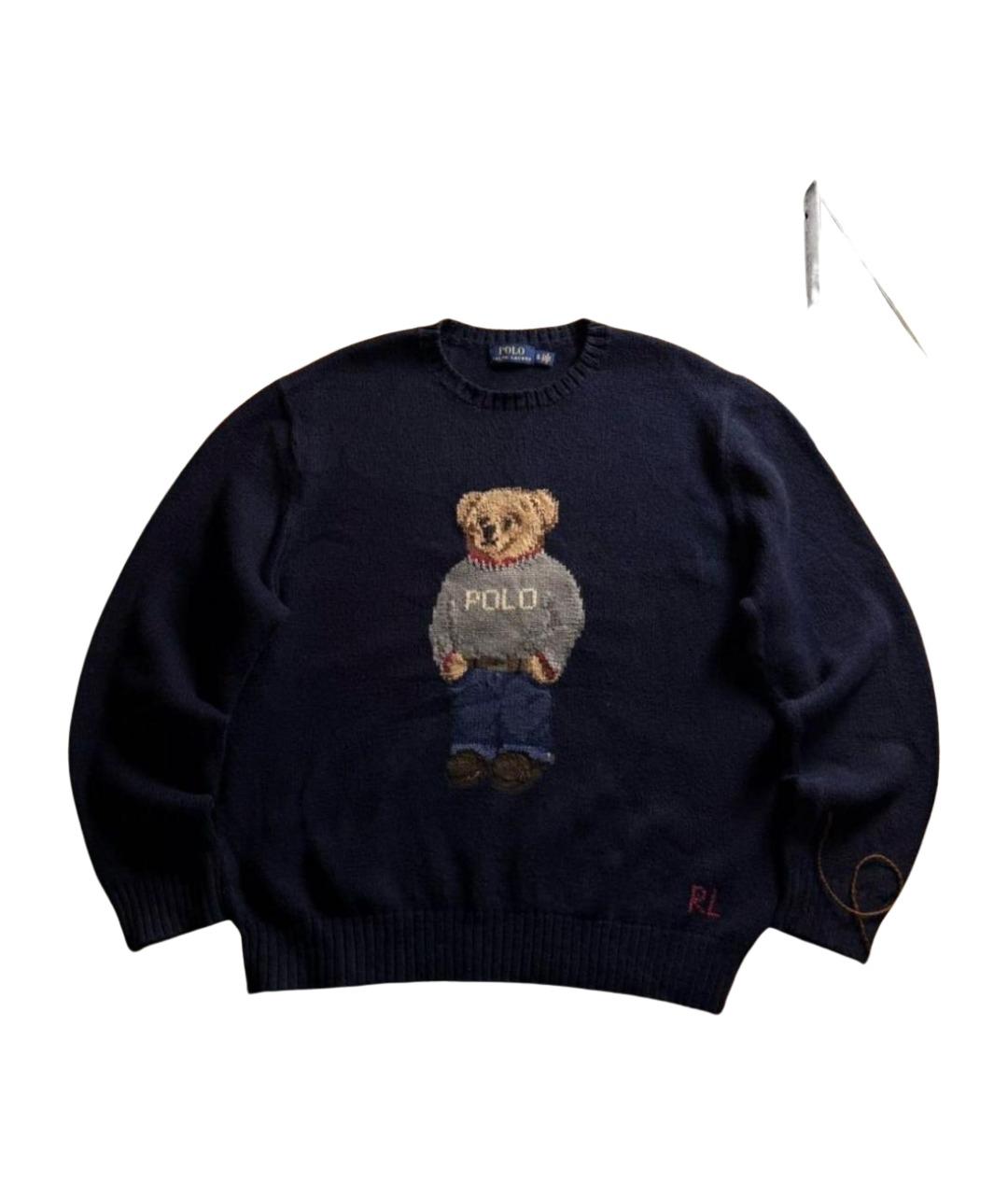 POLO RALPH LAUREN Темно-синий хлопковый джемпер / свитер, фото 7