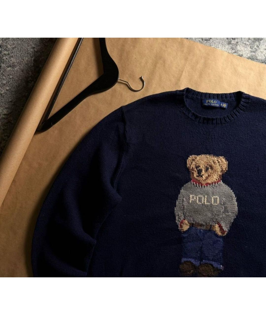 POLO RALPH LAUREN Темно-синий хлопковый джемпер / свитер, фото 4