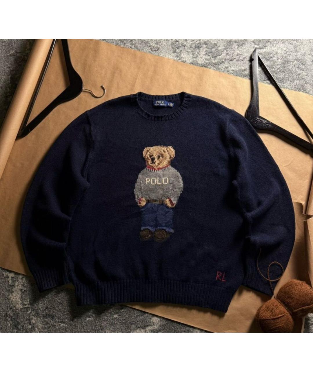 POLO RALPH LAUREN Темно-синий хлопковый джемпер / свитер, фото 6