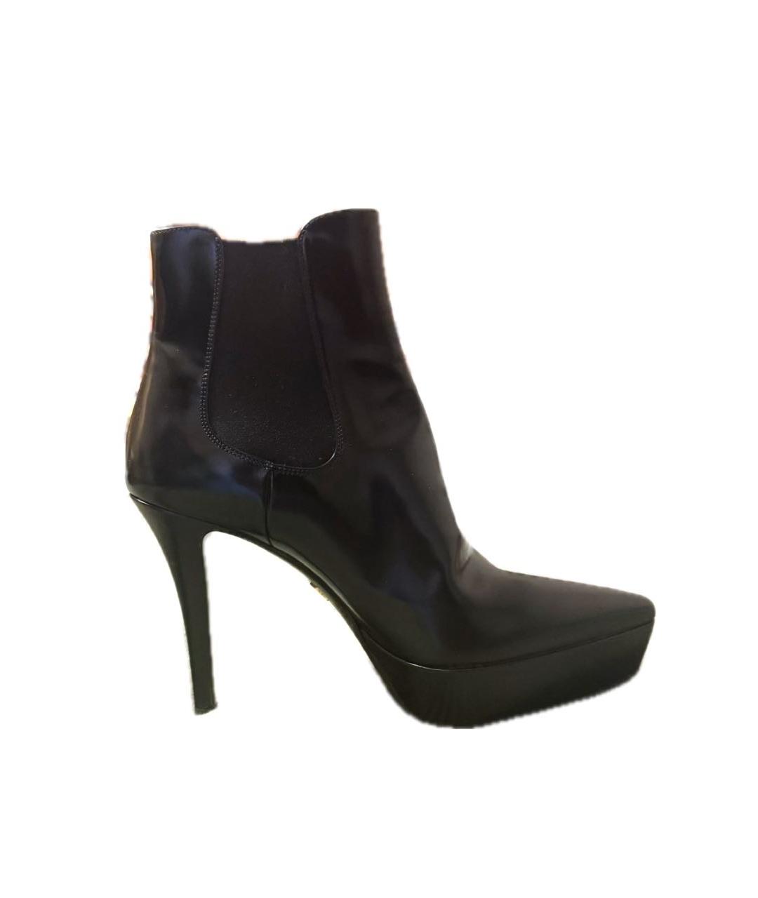 PRADA Черные кожаные ботильоны, фото 1