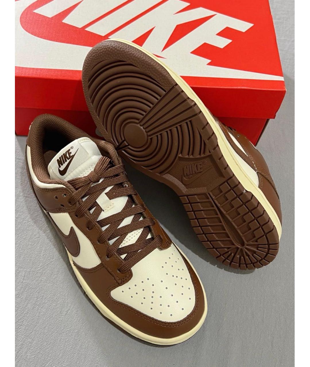 NIKE Коричневые кожаные низкие кроссовки / кеды, фото 6