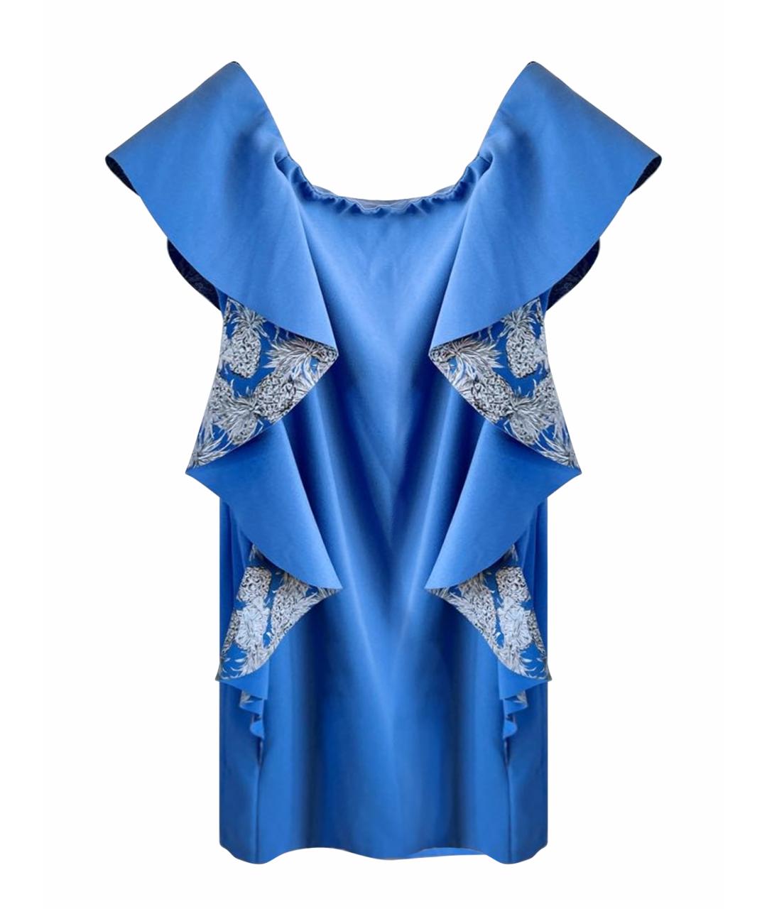 PINKO Голубое креповое коктейльное платье, фото 1