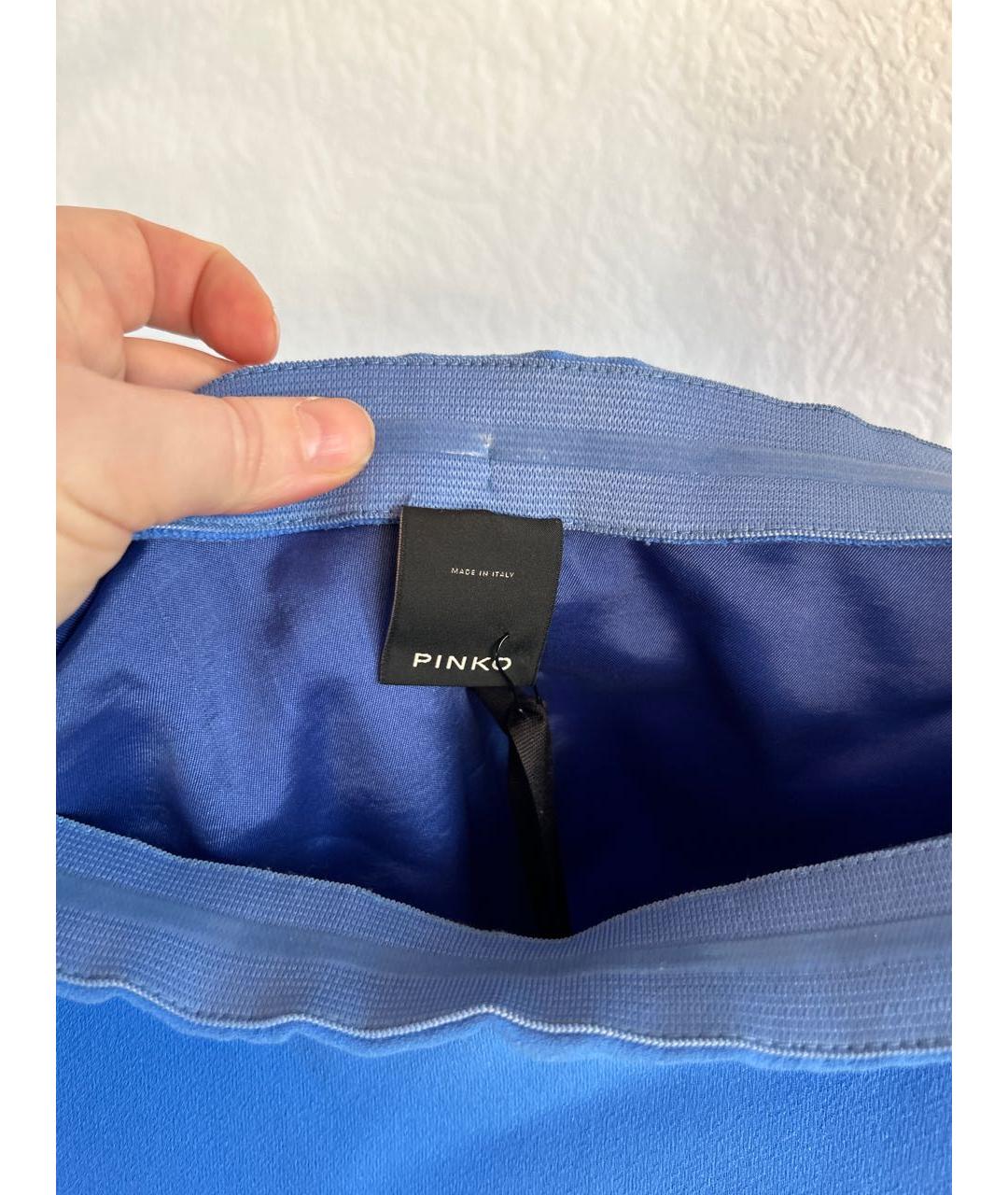 PINKO Голубое креповое коктейльное платье, фото 4