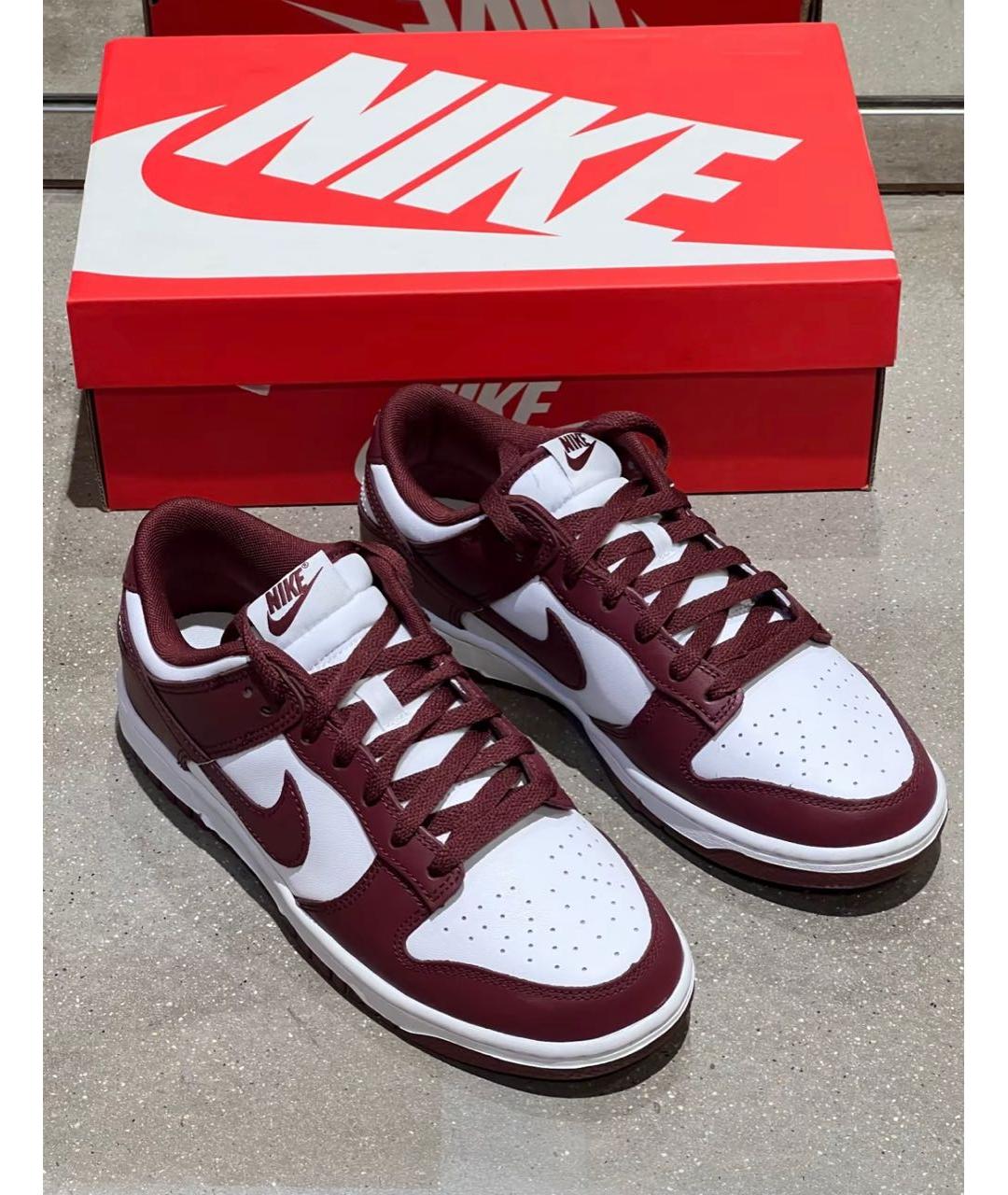 NIKE Бордовые кожаные низкие кроссовки / кеды, фото 5