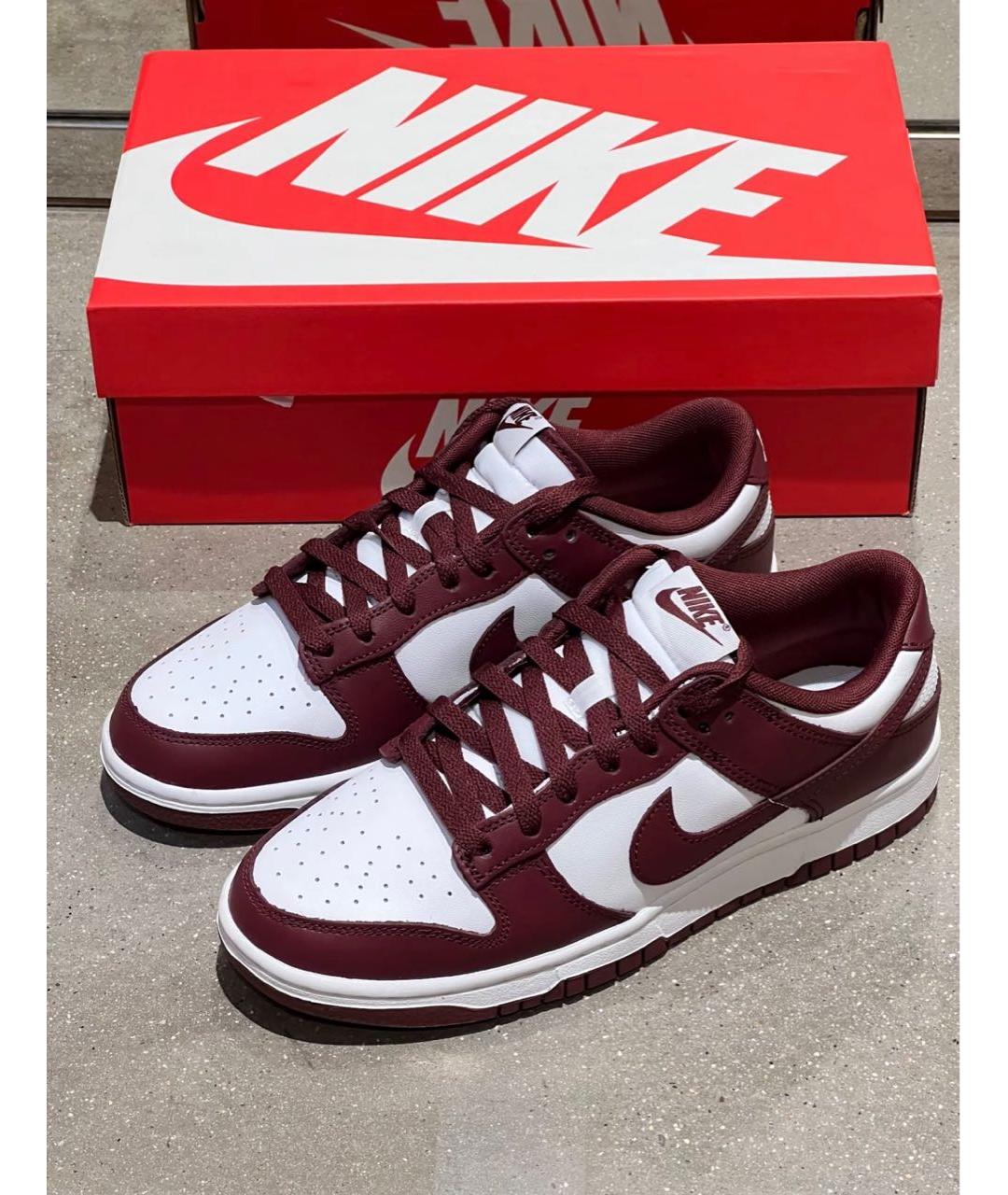 NIKE Бордовые кожаные низкие кроссовки / кеды, фото 4