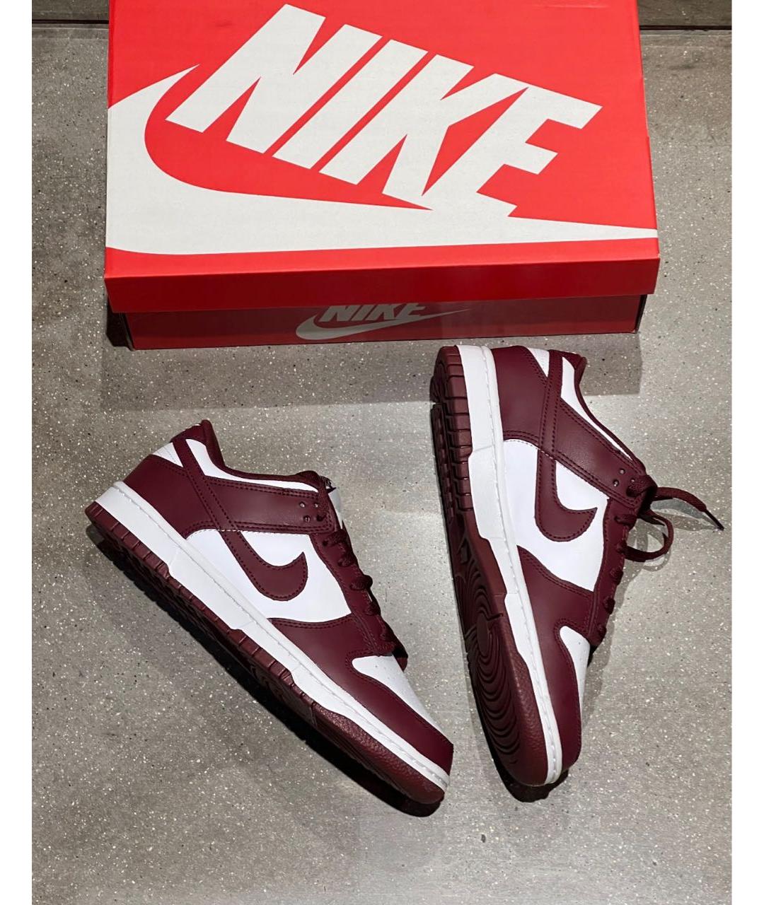 NIKE Бордовые кожаные низкие кроссовки / кеды, фото 6