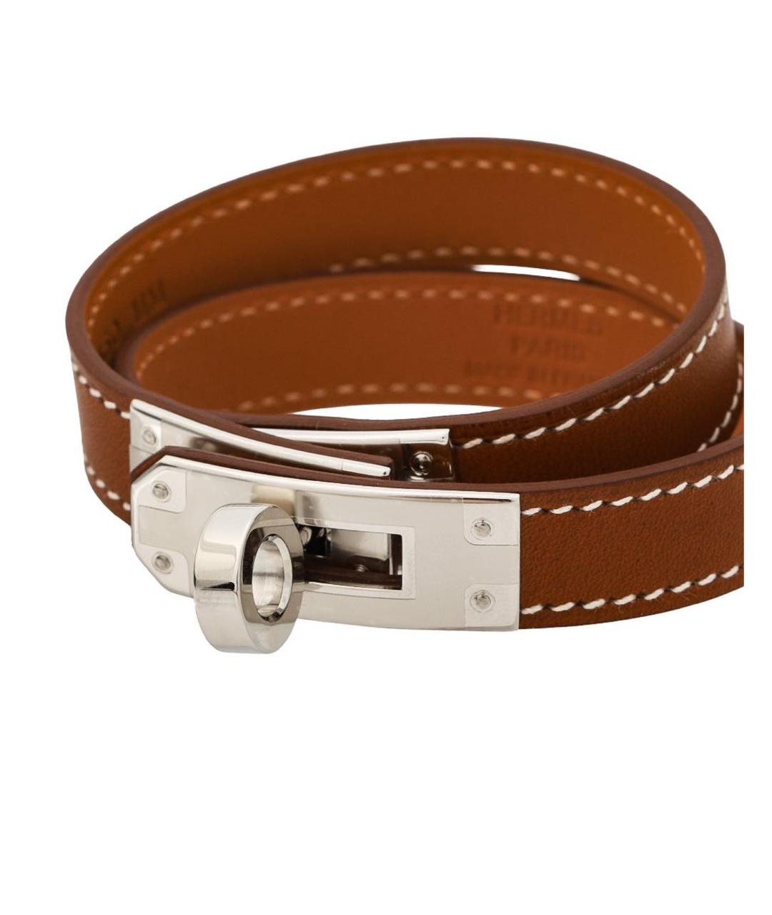 HERMES Коричневый кожаный браслет, фото 3