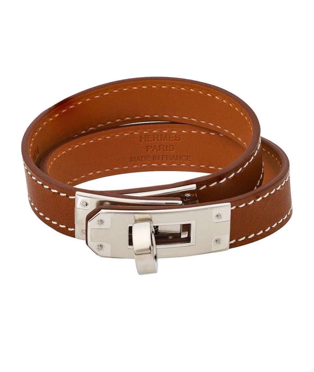 HERMES Коричневый кожаный браслет, фото 4