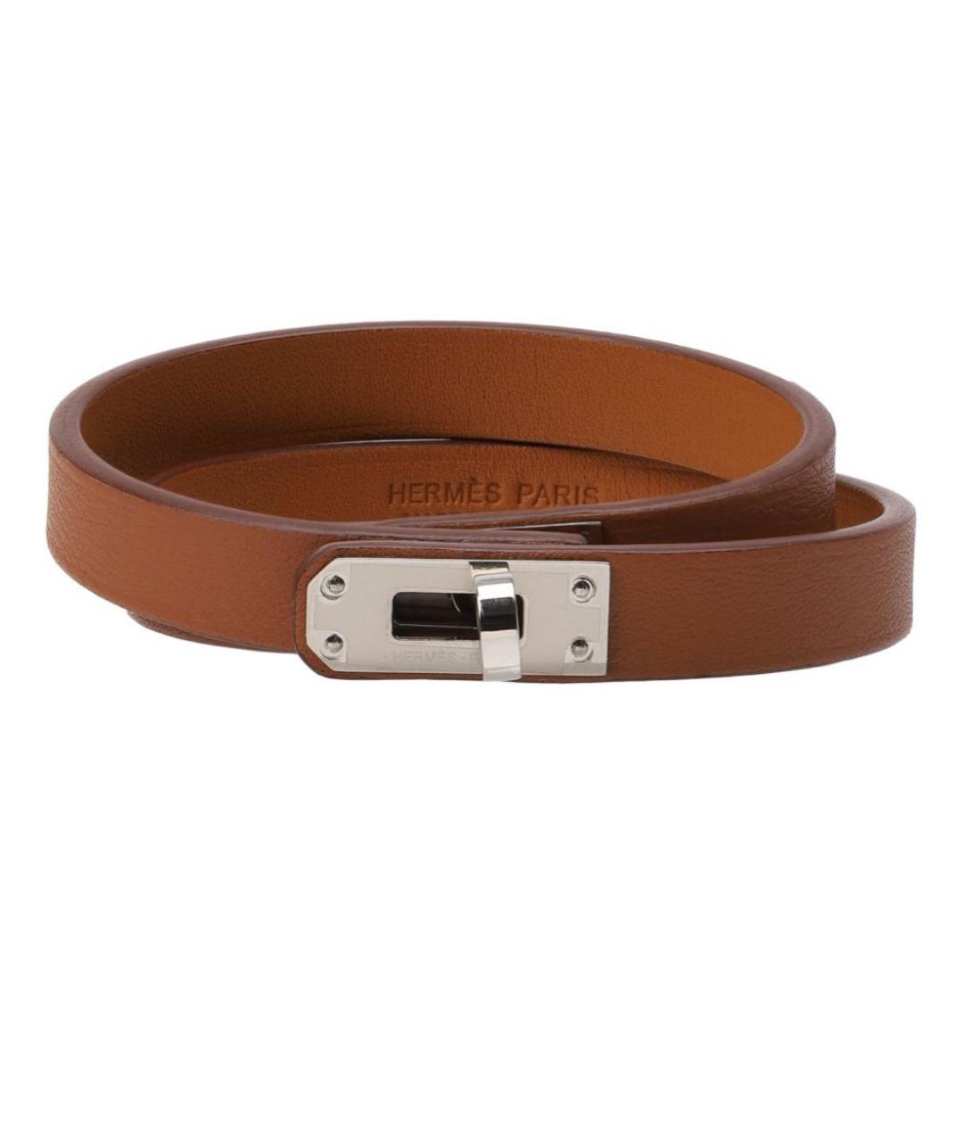 HERMES Коричневый кожаный браслет, фото 4