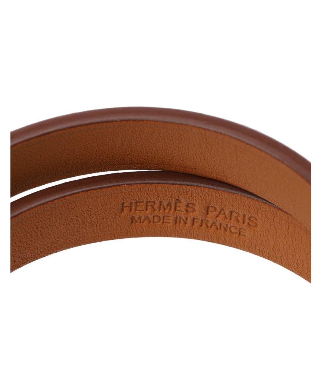 HERMES Коричневый кожаный браслет, фото 3