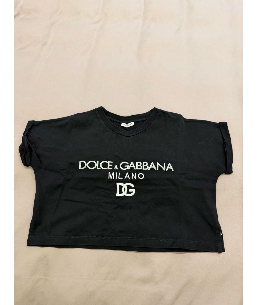 DOLCE & GABBANA KIDS Черный хлопковый детская футболка / топ, фото 4