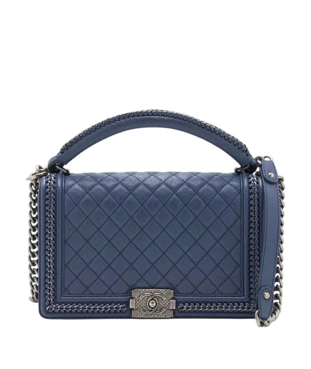 CHANEL Темно-синяя кожаная сумка через плечо, фото 1