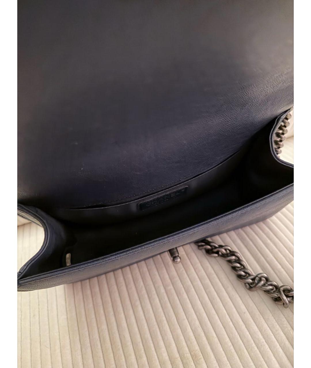 CHANEL Темно-синяя кожаная сумка через плечо, фото 6