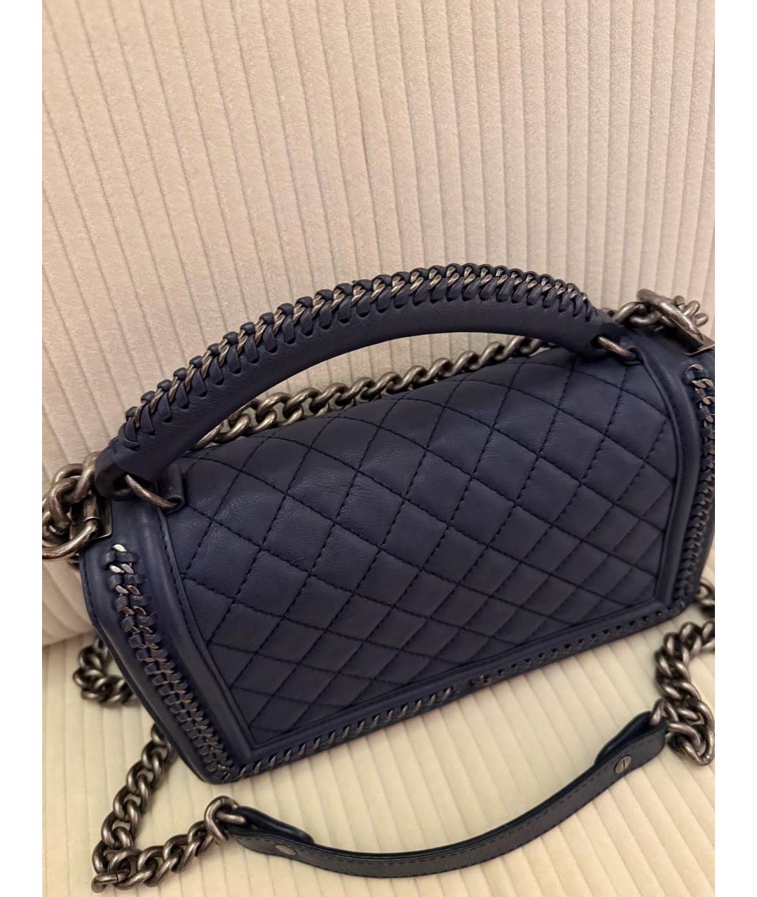 CHANEL Темно-синяя кожаная сумка через плечо, фото 4