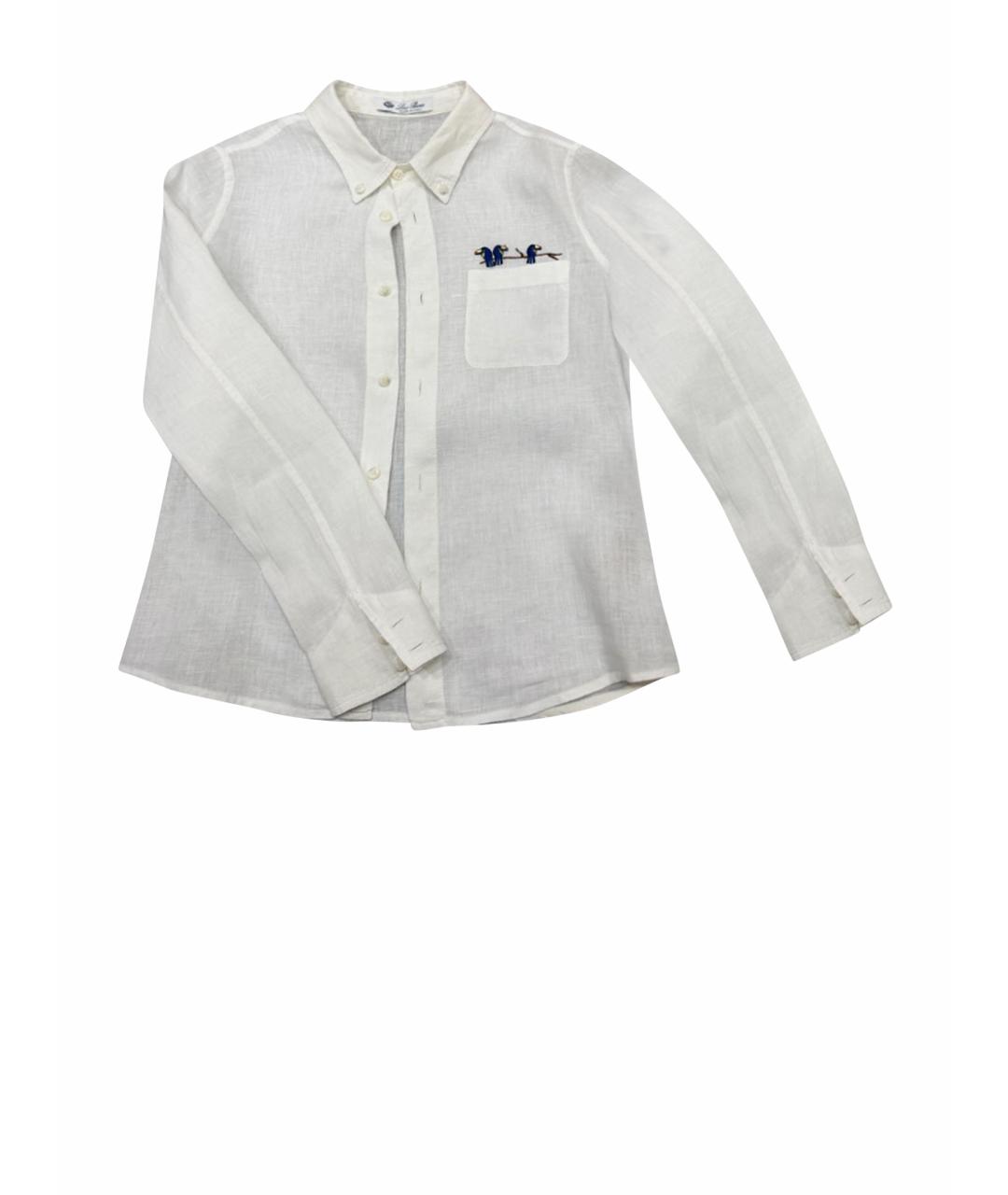LORO PIANA Белая льняная детская рубашка, фото 1