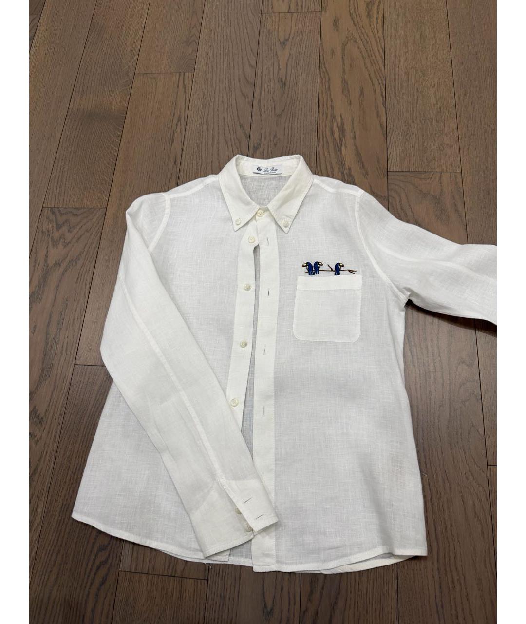LORO PIANA Белая льняная детская рубашка, фото 2