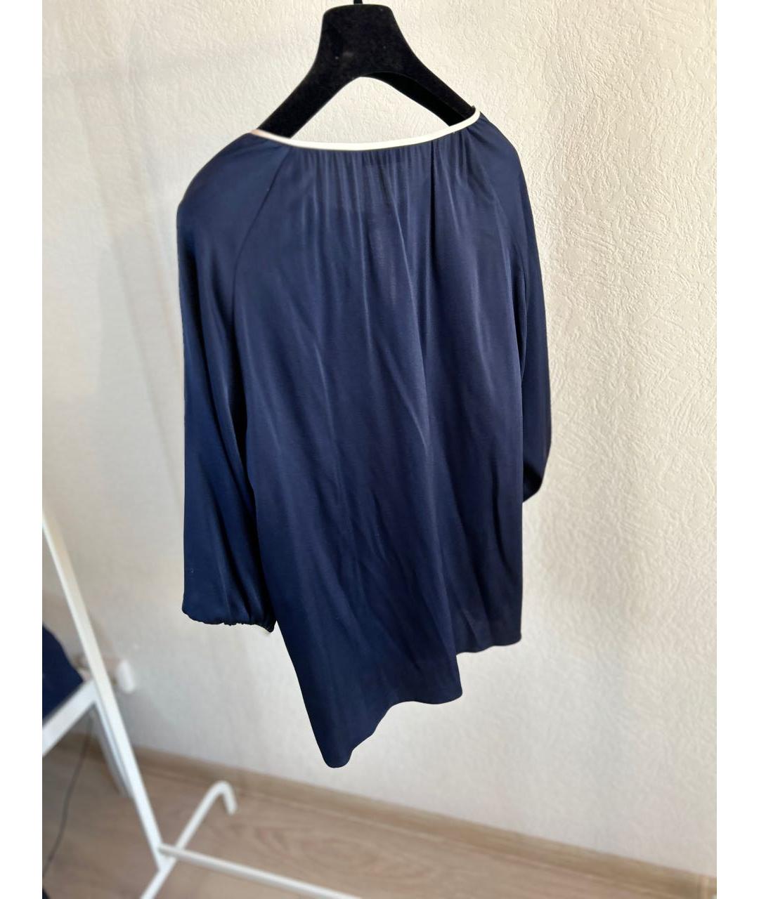 HUGO BOSS Темно-синяя шелковая блузы, фото 2