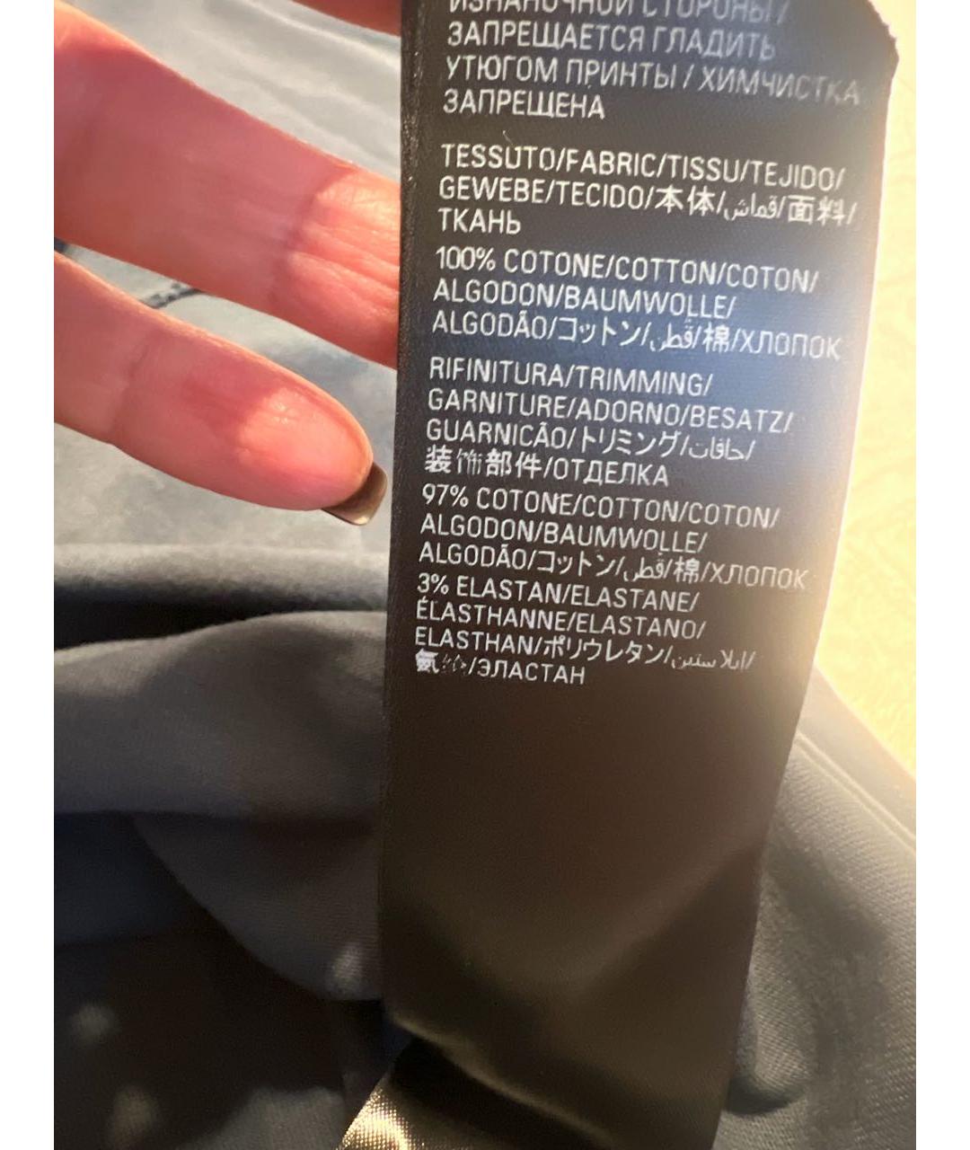 BALENCIAGA Темно-синяя хлопковая футболка, фото 8