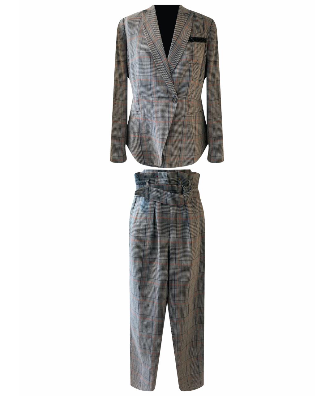 BRUNELLO CUCINELLI Серый льняной костюм с брюками, фото 1