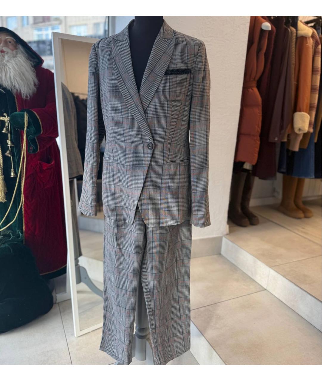 BRUNELLO CUCINELLI Серый льняной костюм с брюками, фото 4