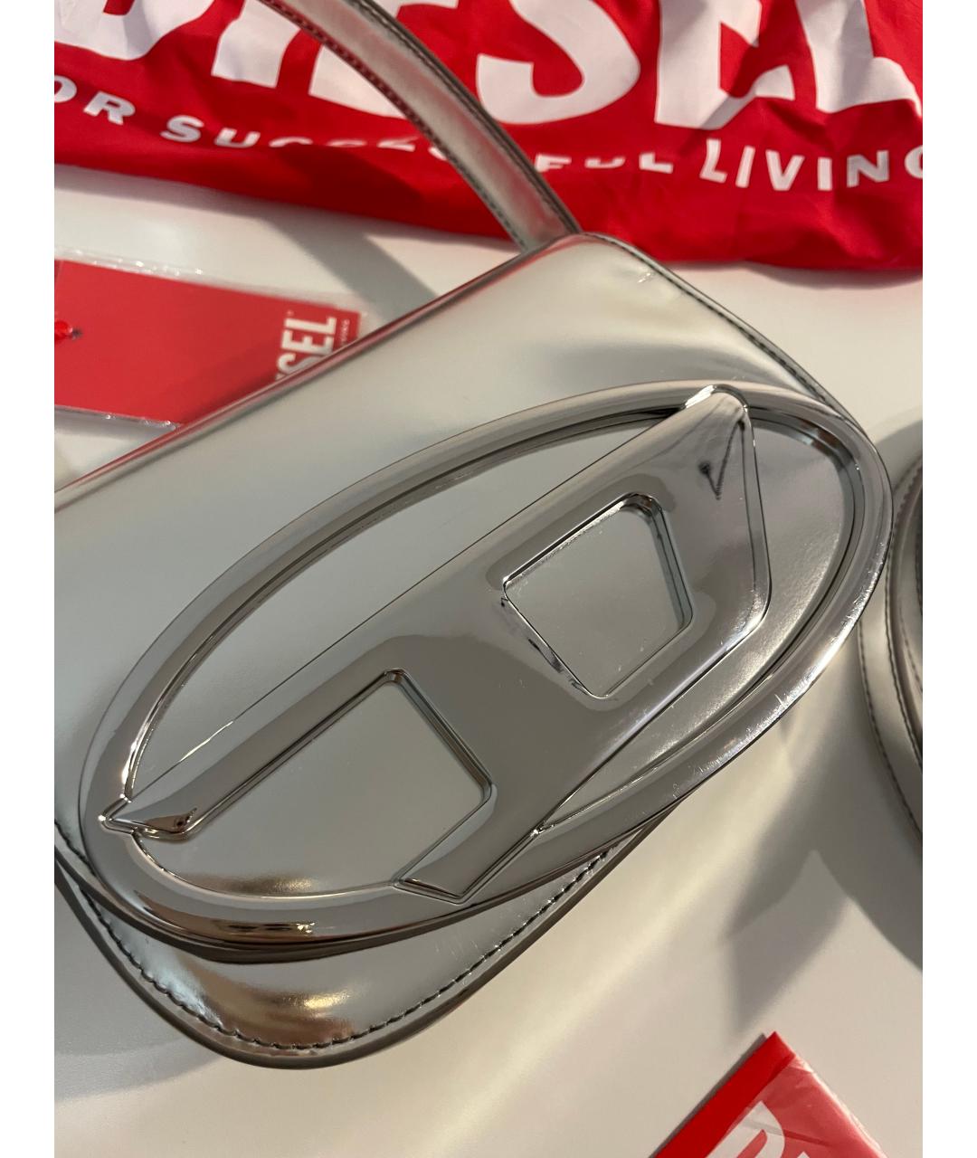 DIESEL Серебряная кожаная сумка через плечо, фото 2