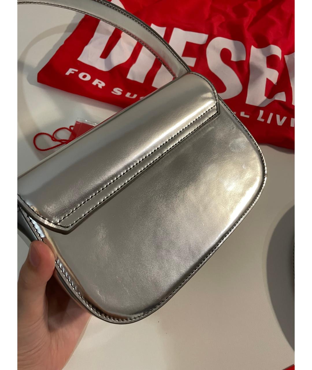 DIESEL Серебряная кожаная сумка через плечо, фото 3