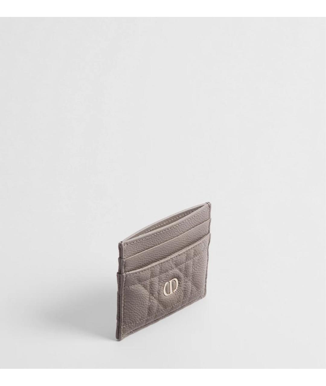 CHRISTIAN DIOR Серый кожаный кардхолдер, фото 3