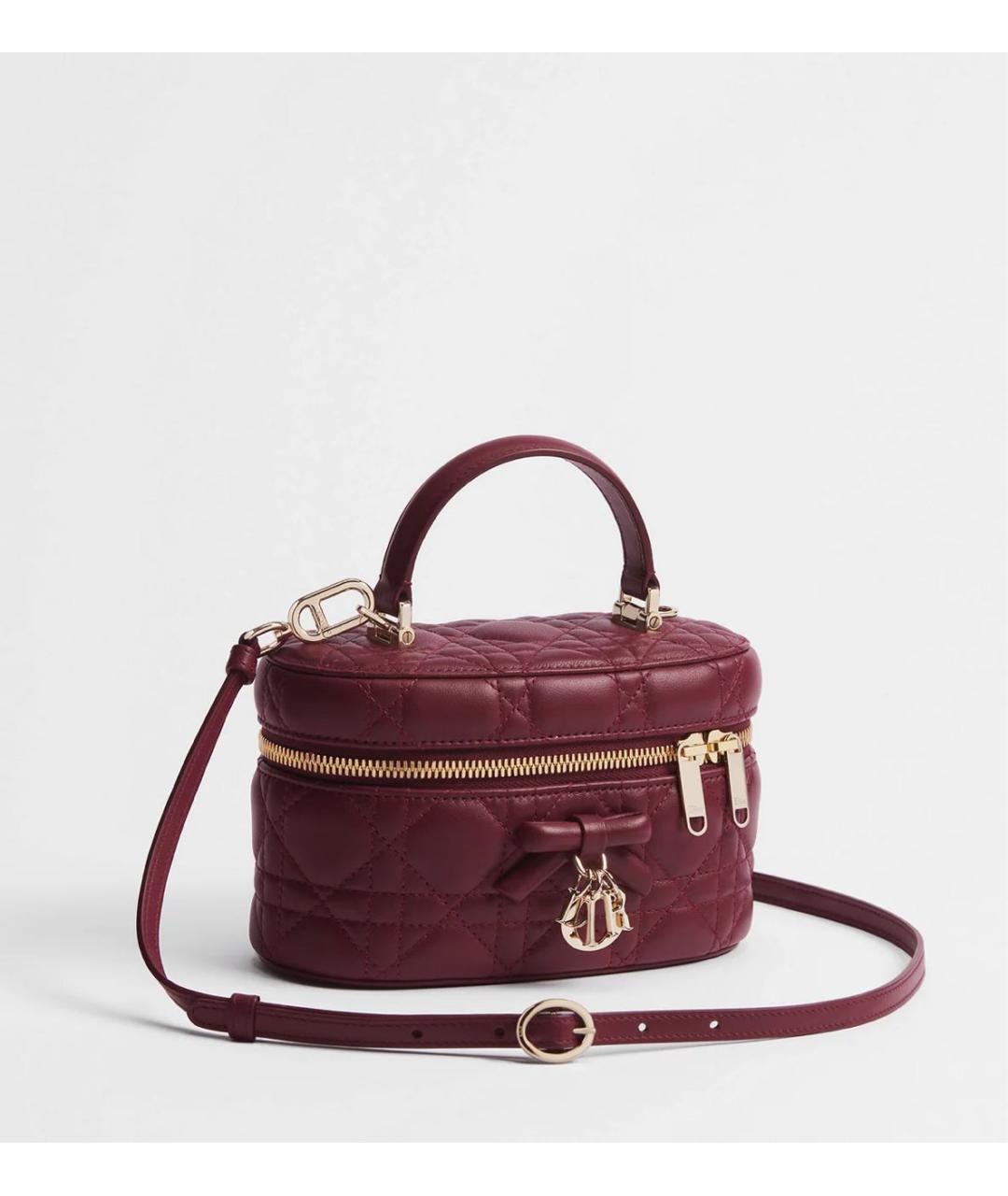 CHRISTIAN DIOR Бордовая кожаная сумка через плечо, фото 2
