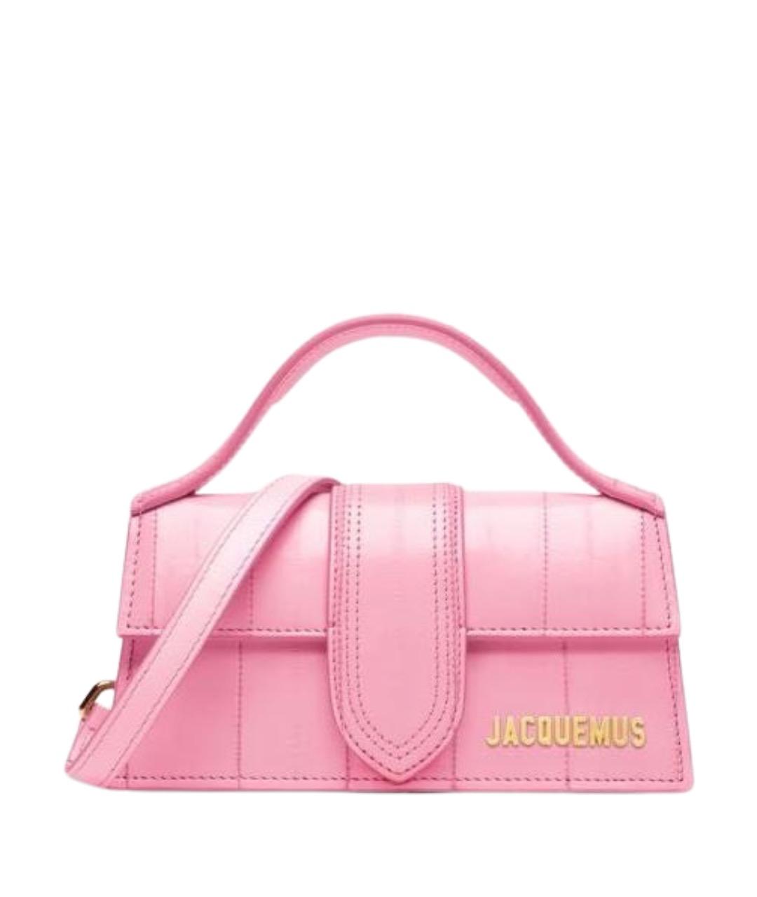JACQUEMUS Розовая кожаная сумка с короткими ручками, фото 1
