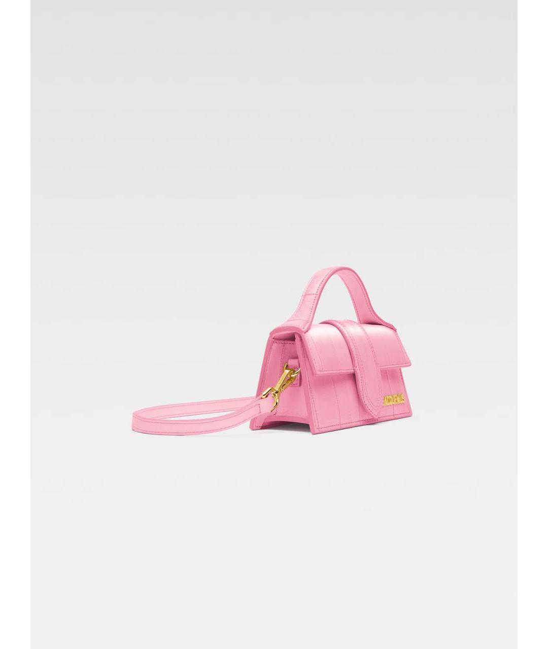 JACQUEMUS Розовая кожаная сумка с короткими ручками, фото 5