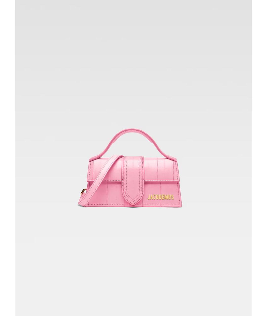 JACQUEMUS Розовая кожаная сумка с короткими ручками, фото 7