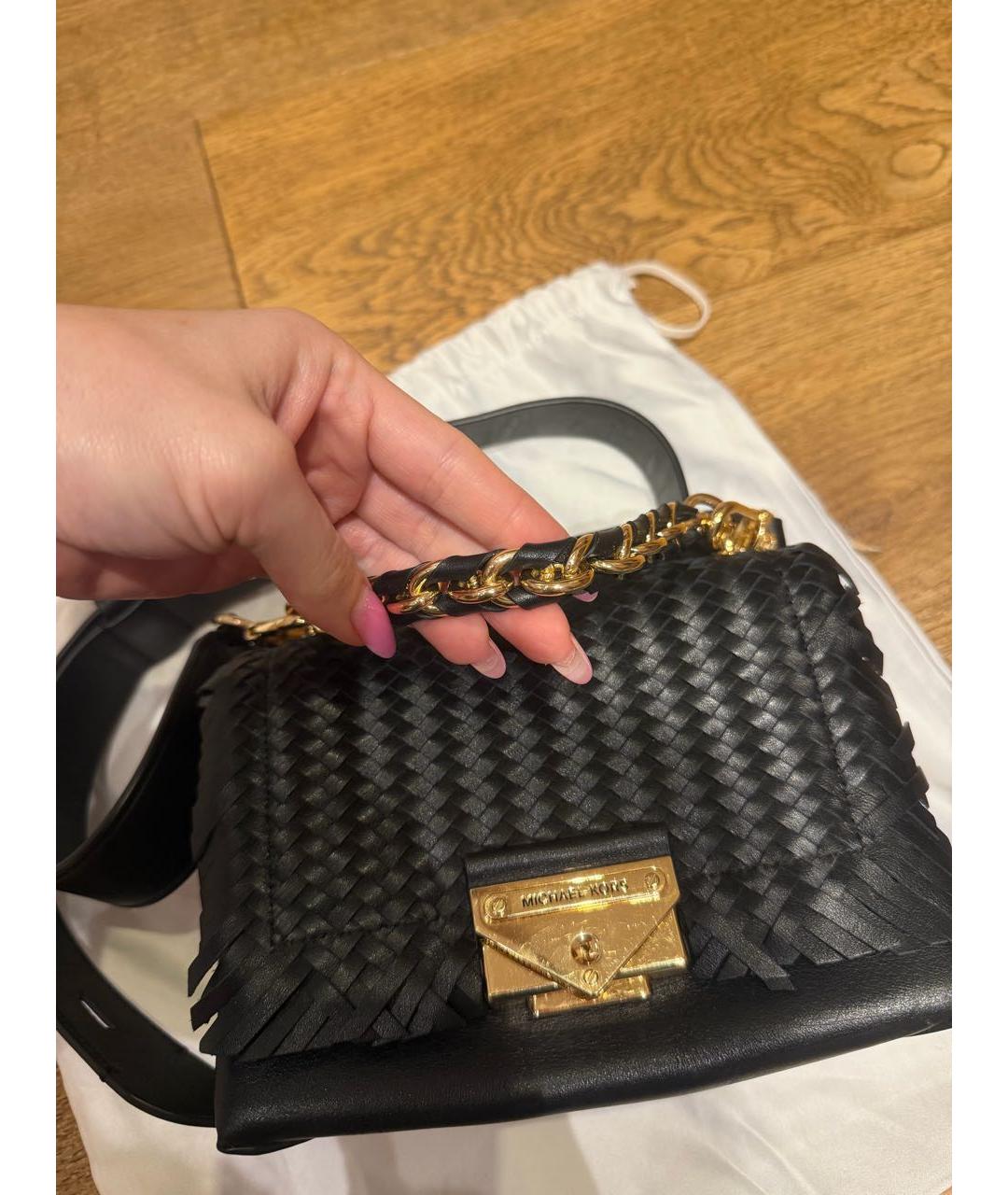 MICHAEL KORS Черная кожаная сумка через плечо, фото 2