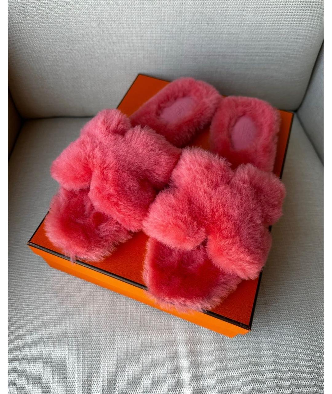 HERMES Коралловые шлепанцы, фото 6