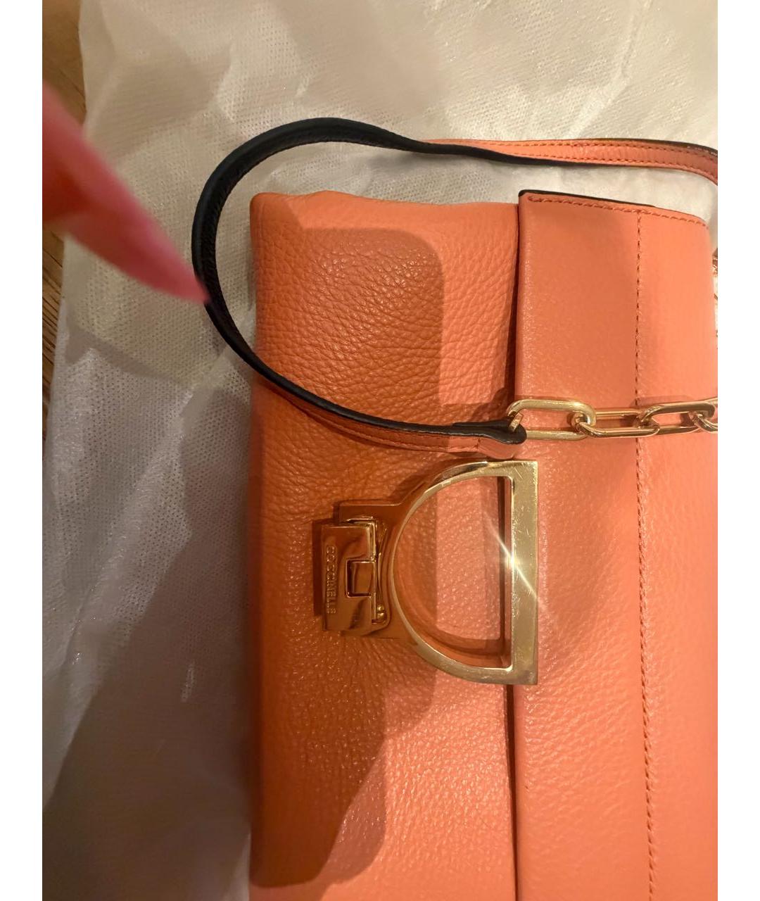 COCCINELLE Оранжевая кожаная сумка через плечо, фото 2