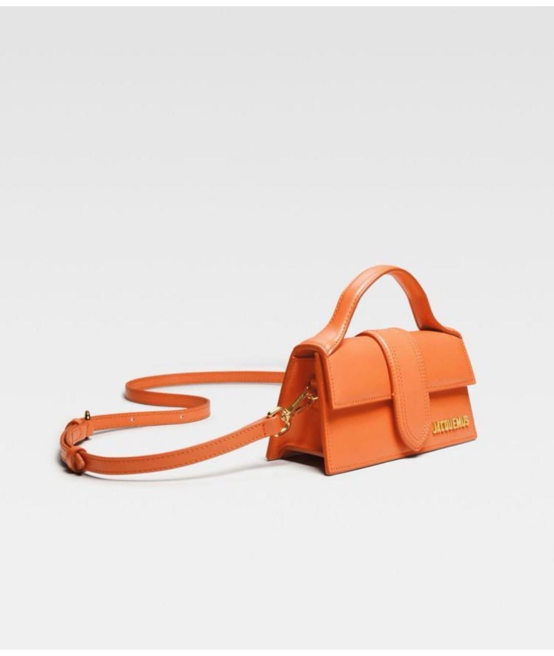 JACQUEMUS Оранжевая кожаная сумка с короткими ручками, фото 4