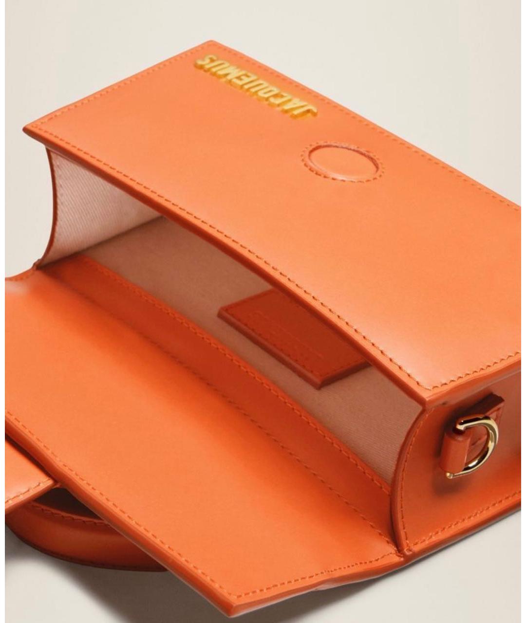JACQUEMUS Оранжевая кожаная сумка с короткими ручками, фото 6