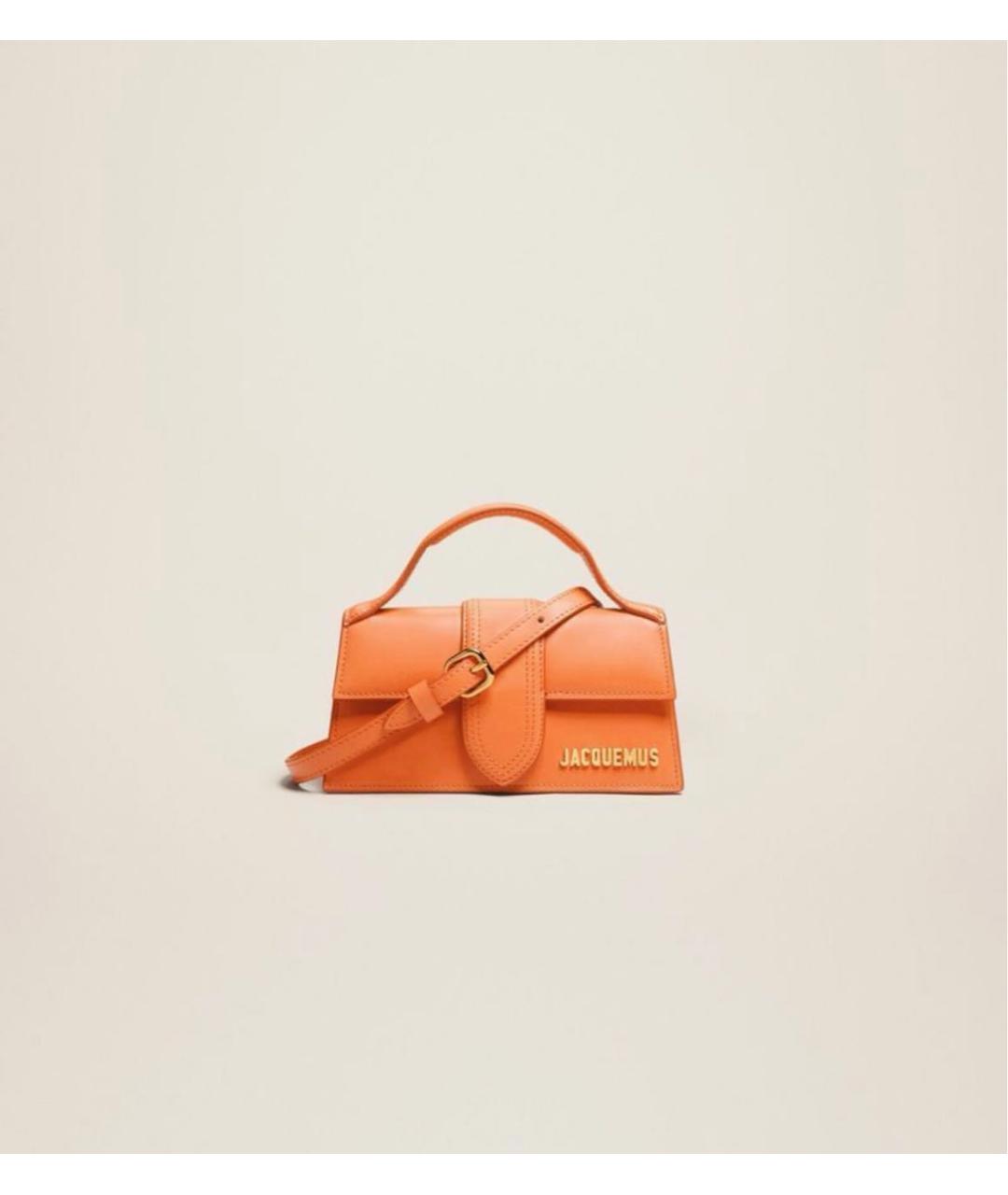 JACQUEMUS Оранжевая кожаная сумка с короткими ручками, фото 3