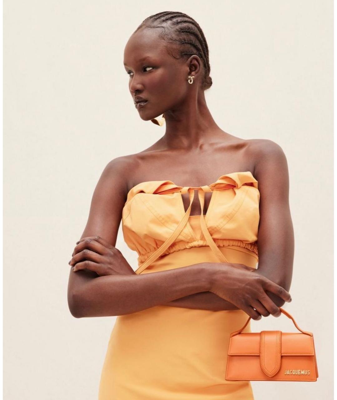 JACQUEMUS Оранжевая кожаная сумка с короткими ручками, фото 8