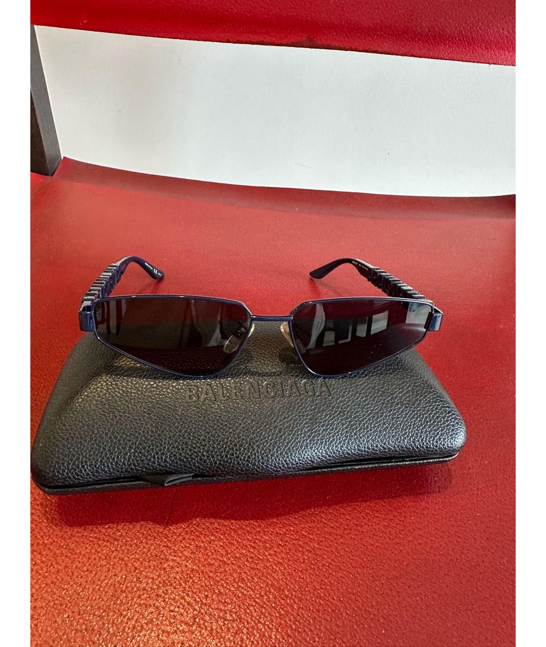 BALENCIAGA Темно-синие пластиковые солнцезащитные очки, фото 3