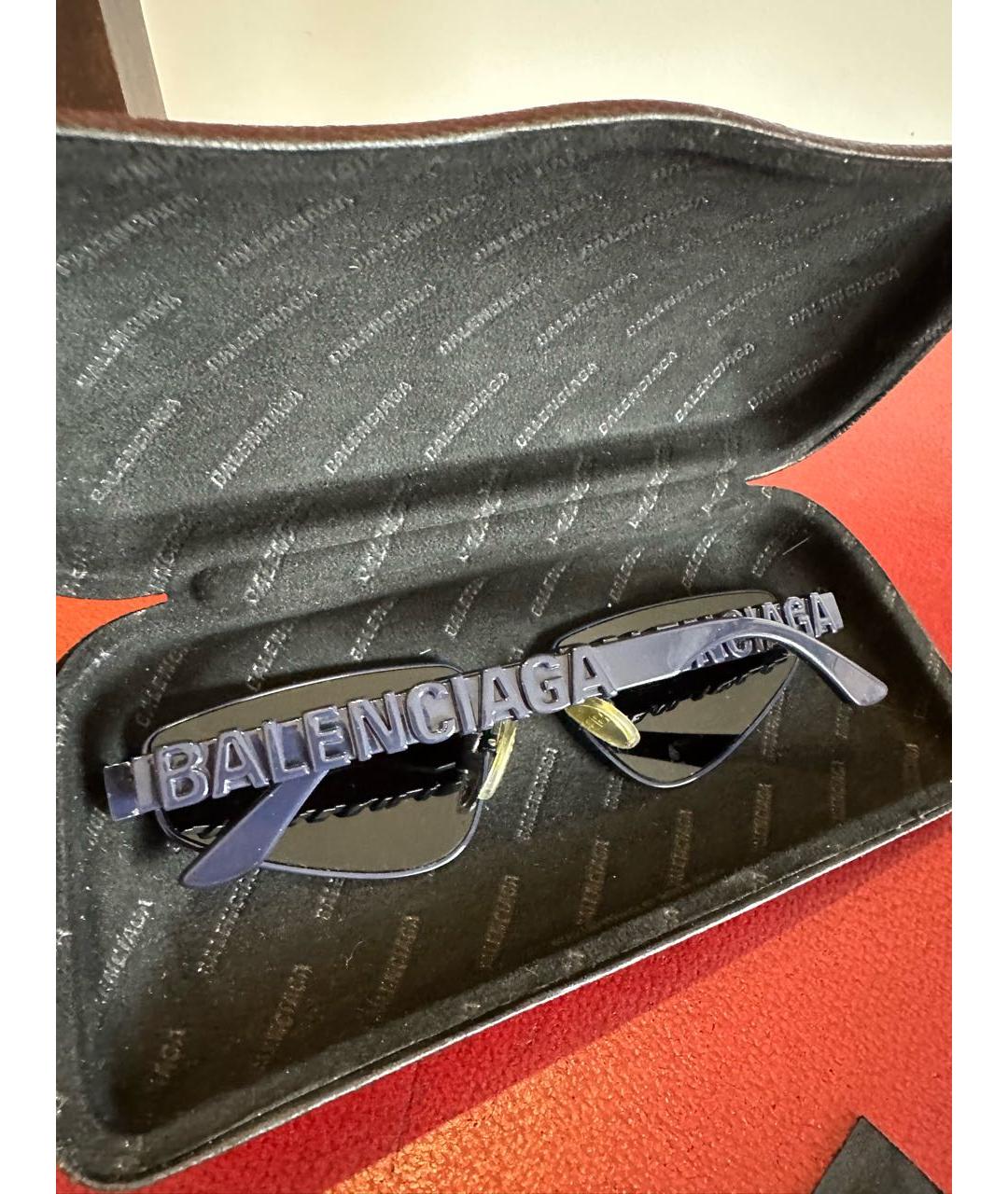 BALENCIAGA Темно-синие пластиковые солнцезащитные очки, фото 5