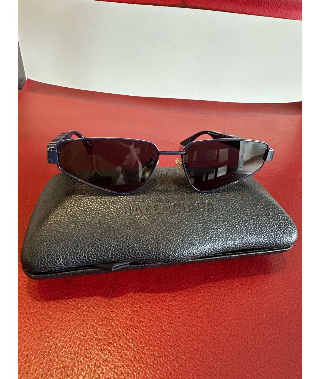 BALENCIAGA Темно-синие пластиковые солнцезащитные очки, фото 9