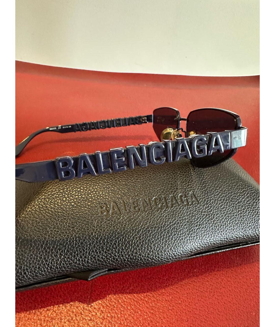 BALENCIAGA Темно-синие пластиковые солнцезащитные очки, фото 2