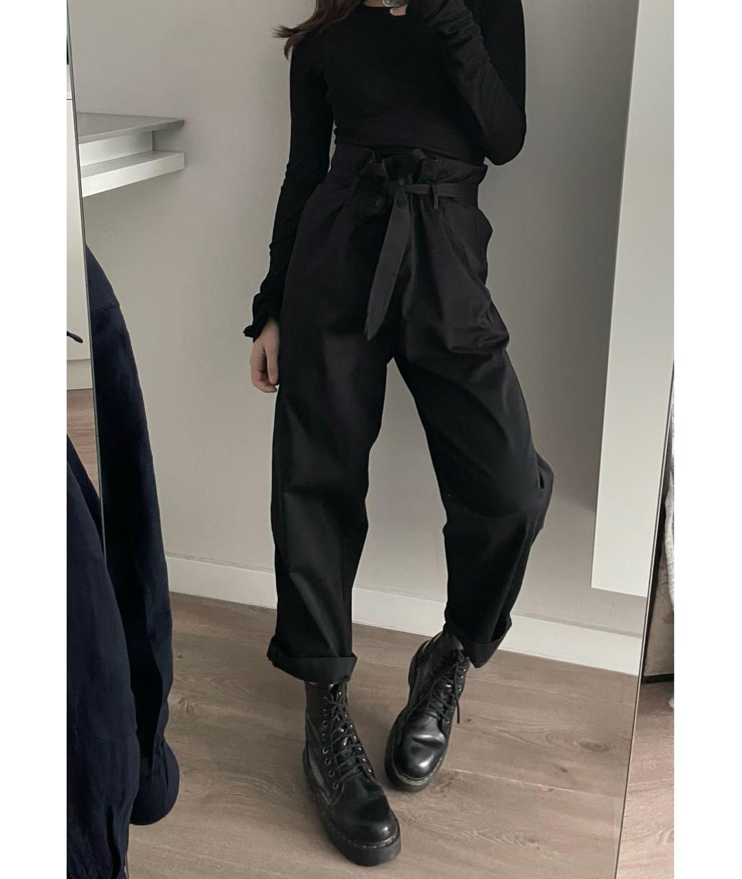 LIU JO Черные хлопковые брюки широкие, фото 3