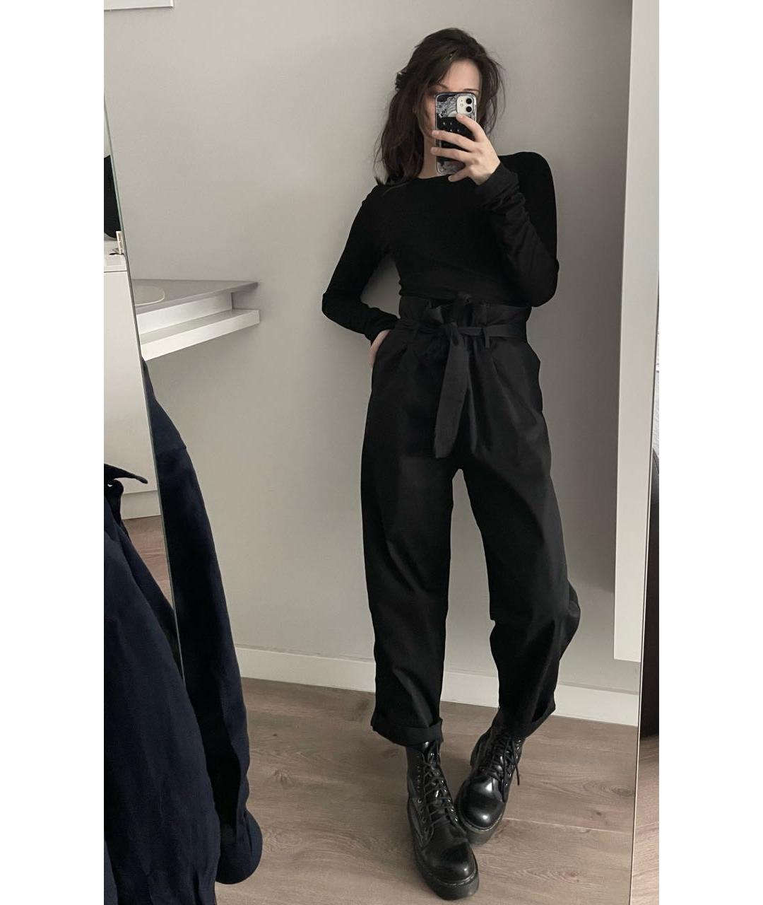 LIU JO Черные хлопковые брюки широкие, фото 5