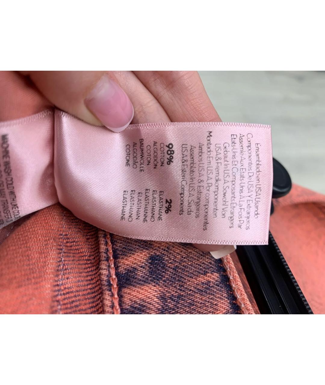 MOTHER Коралловые хлопко-эластановые прямые джинсы, фото 5