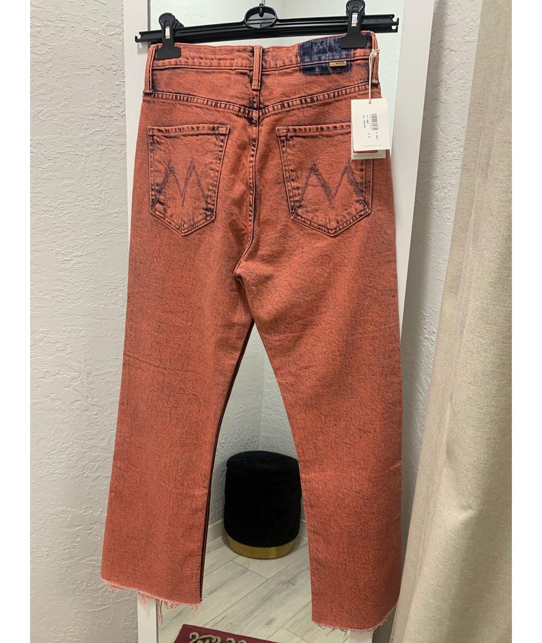 MOTHER Коралловые хлопко-эластановые прямые джинсы, фото 2