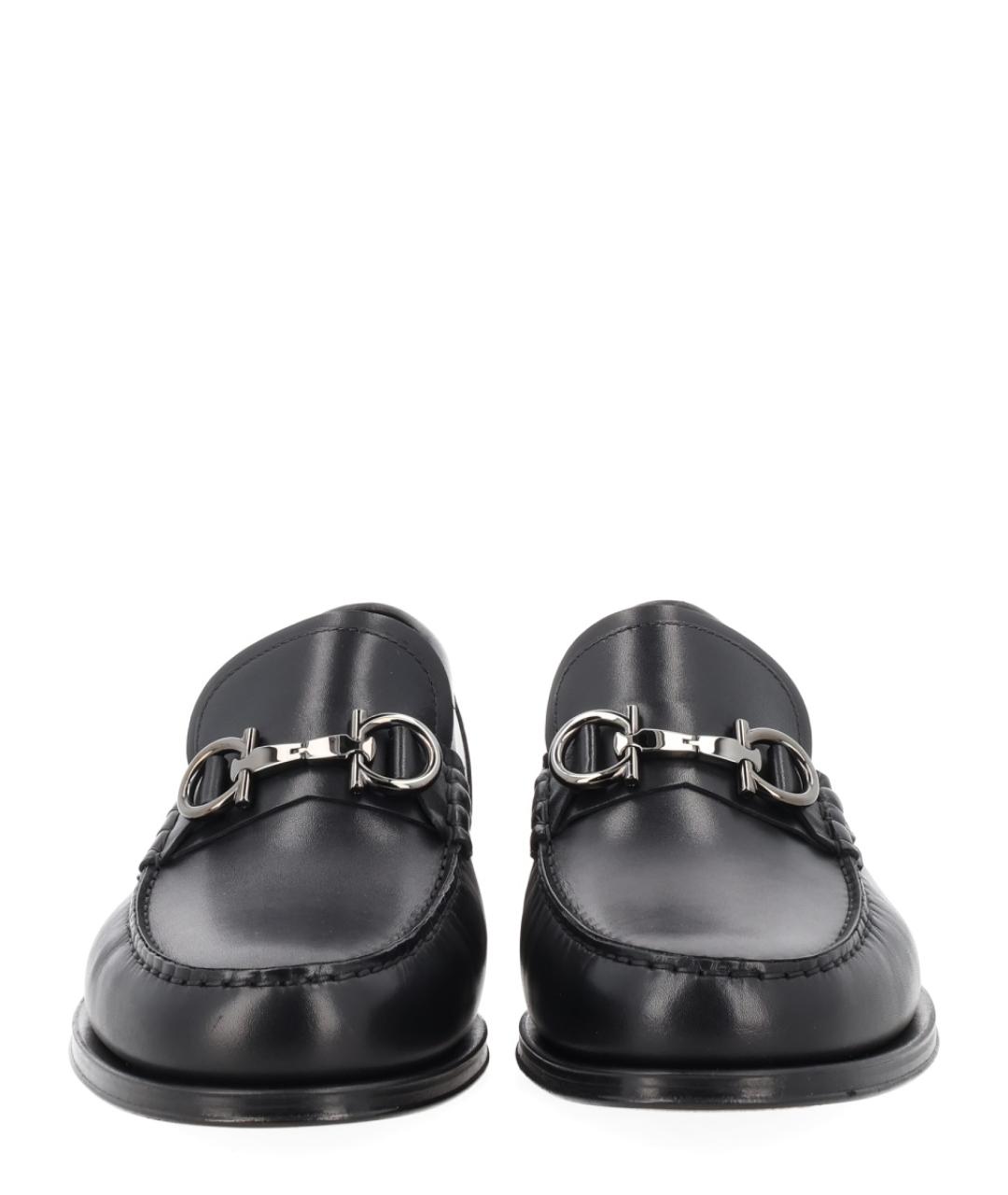 FERRAGAMO Черные кожаные лоферы, фото 3