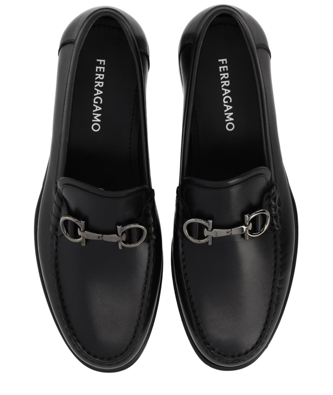FERRAGAMO Черные кожаные лоферы, фото 5